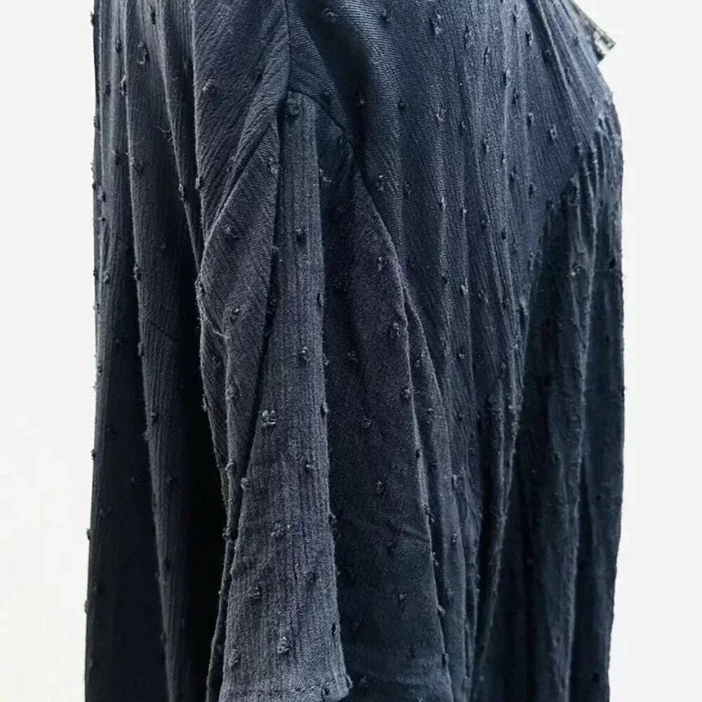 NWT SONOMA Women Short Sleeve Pullover Keyhole Neck Lined Black Maxi Dress Sz 4X - Picture 4 of 12